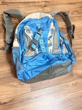 Eastsport Blue Hawaiian Floral Trim Backpack Multi Compartment School Travel